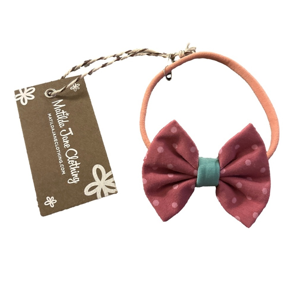 Matilda Jane Clothing Wild Rose polka dot linen Pink Bow Baby Headband